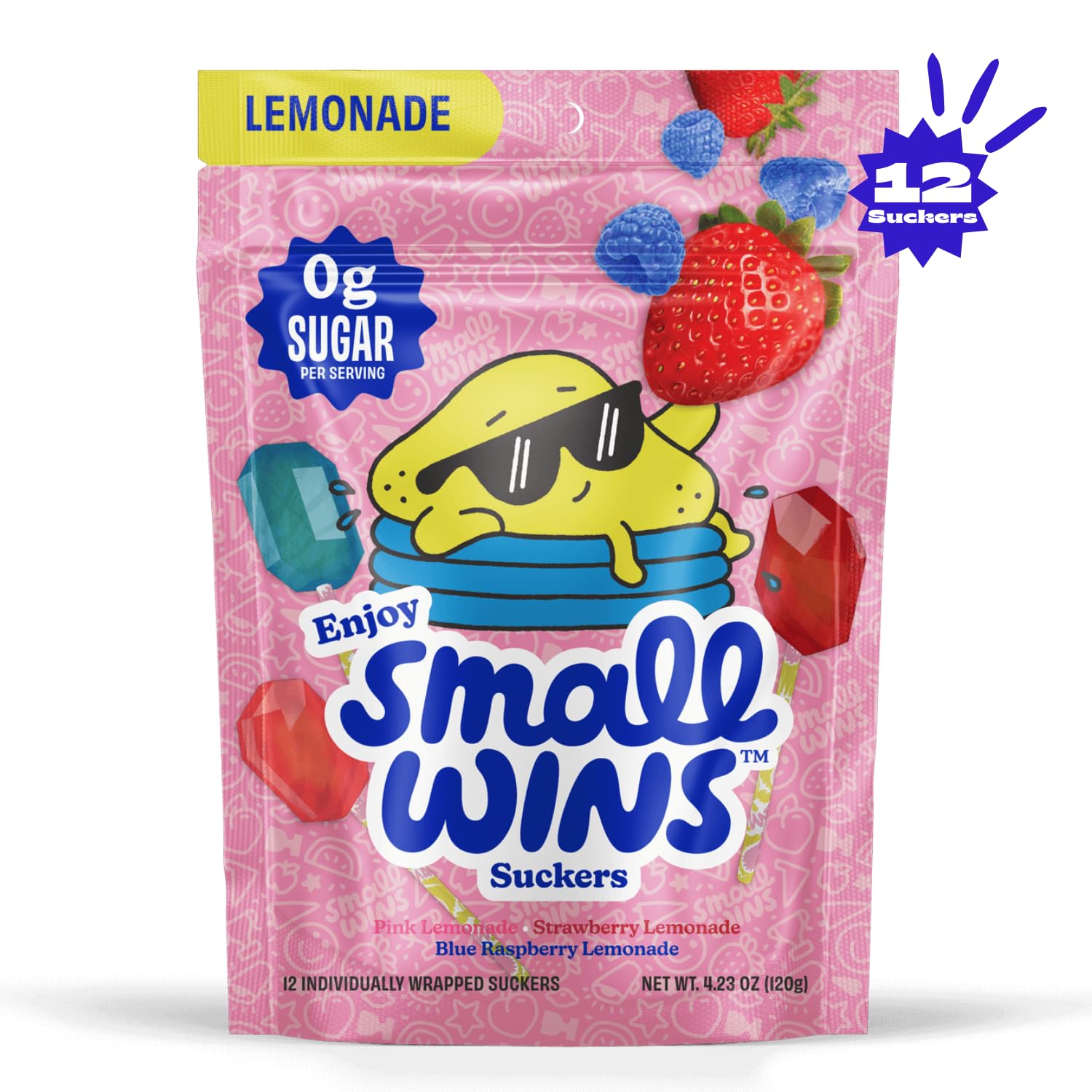 Sugar Free Lollipop Suckers by Jayson Tatum - Enjoy Small Wins Candy | Low Calorie, Non-GMO, Organic Plant-Based Snacks | Lemonade Flavors Variety Pack (12 Count, 4.23 Oz) | Perfect for Keto Diet, Office Treats & Party Favors