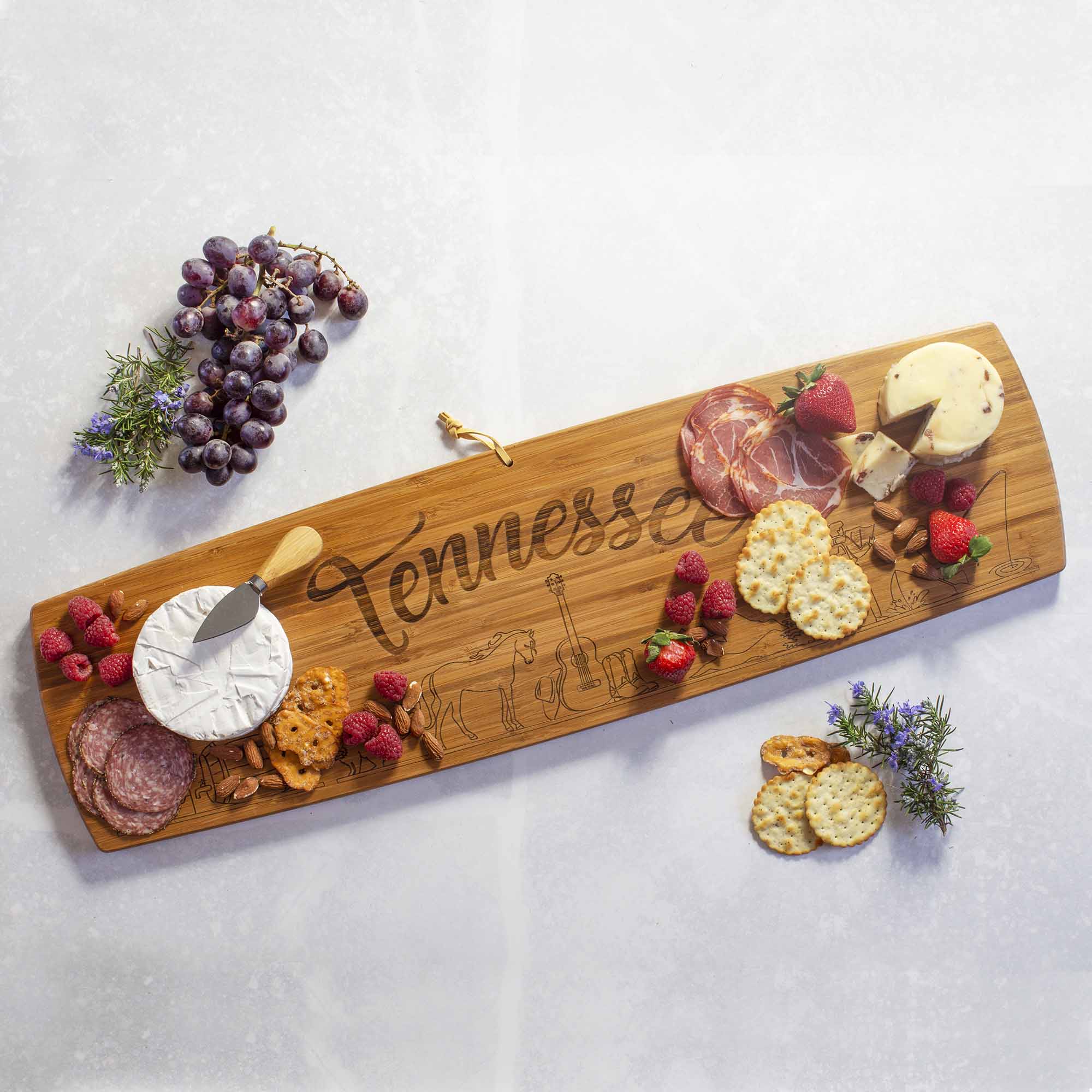 Tennessee Engraved XL Charcuterie Board - 30 x 8.5 Inch Large Wooden Cheese & Charcuterie Serving Tray - Perfect for Entertaining, Weddings, and Holiday Gatherings