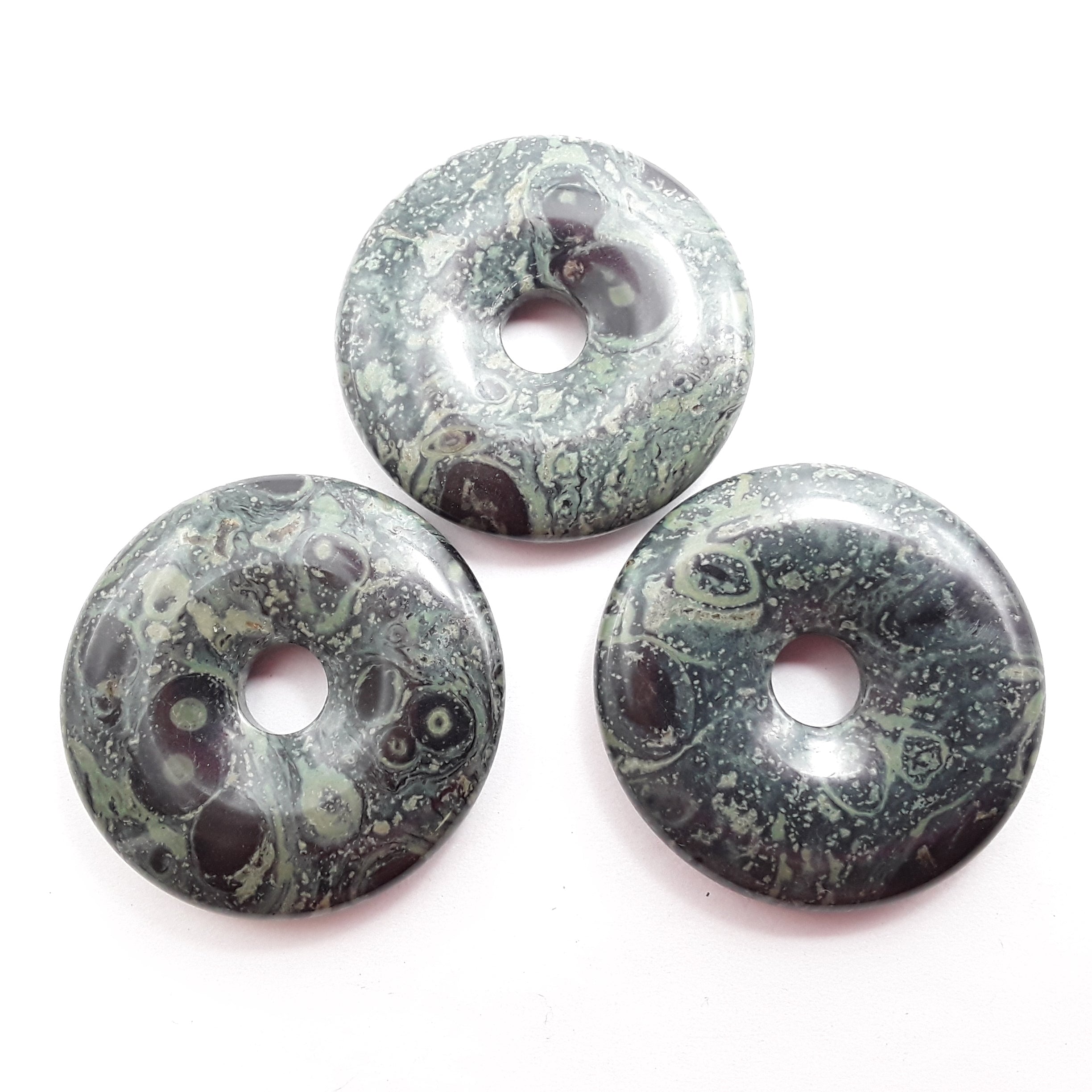 Natural Kambaba Jasper Donut Pendant Necklace - 50mm Handmade Stone Jewelry for Meditation & Spiritual Healing | Boho Chic Gift for Women