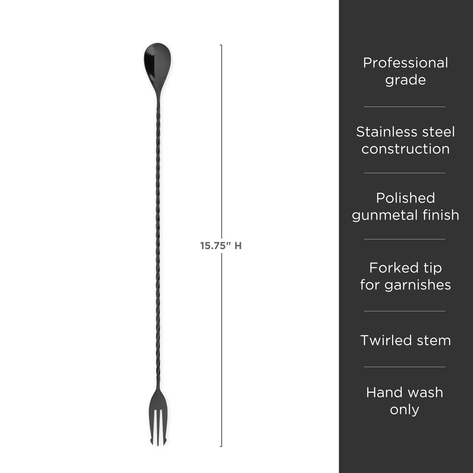 Warren Trident Bar Spoon - Premium Stainless Steel Cocktail Mixing Spoon for Bartenders - Perfect for Mixing, Stirring, and Layering Drinks at Home Bars, Cocktail Parties, and Professional Bartending