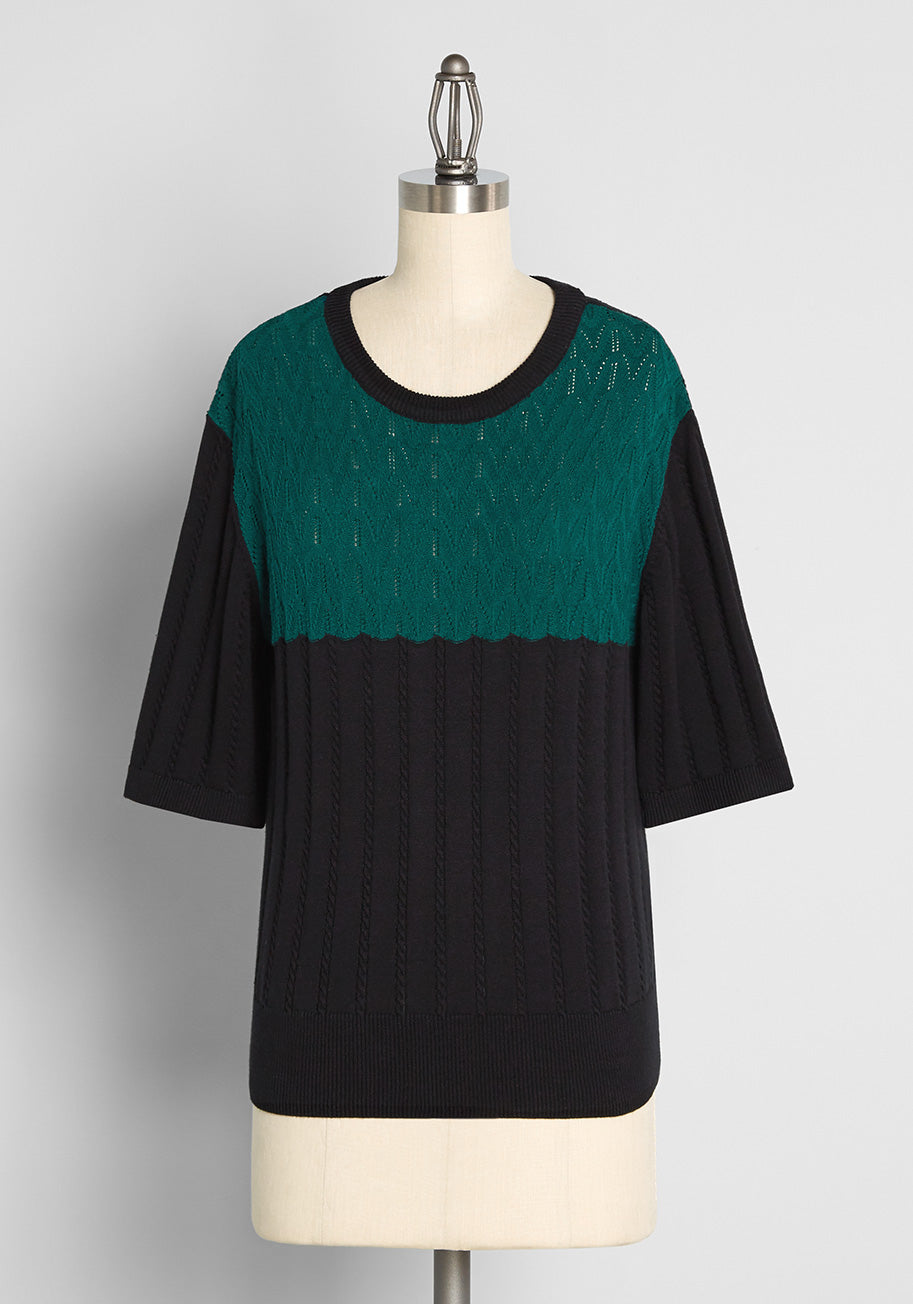 Colorblock Cable Knit Sweater - Cozy Women's Winter Pullover for Casual Outfits & Holiday Gatherings