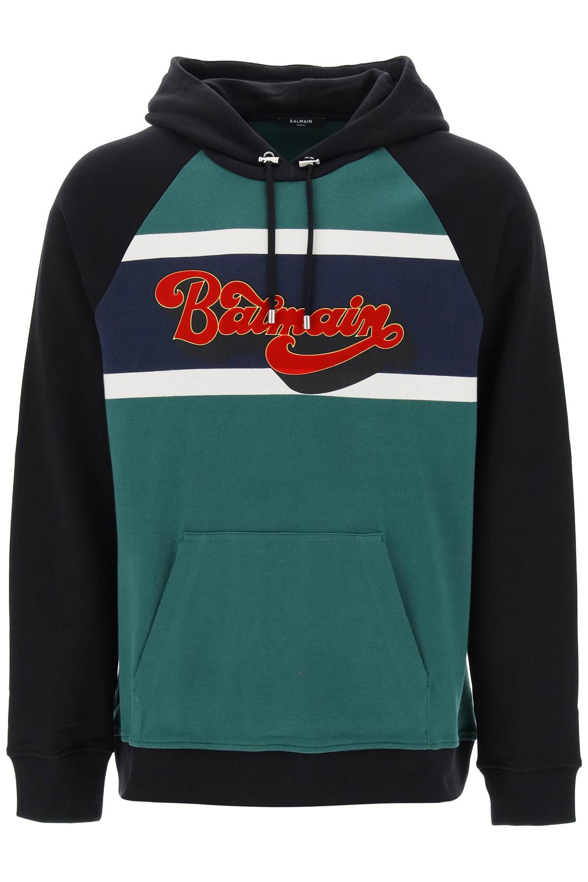 Vintage 70's Flocked Print Balmain Hoodie - Stylish Retro Unisex Pullover for Casual Wear & Street Fashion