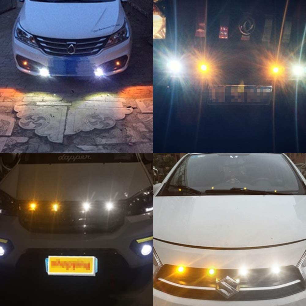4-in-1 LED Eagle Eye Emergency Strobe Warning Lights for Cars & Motorcycles - 12V Amber/White DRL Lights with Wireless Remote Control - Perfect for Emergency Vehicles, Off-Road Trucks & Nighttime Safety
