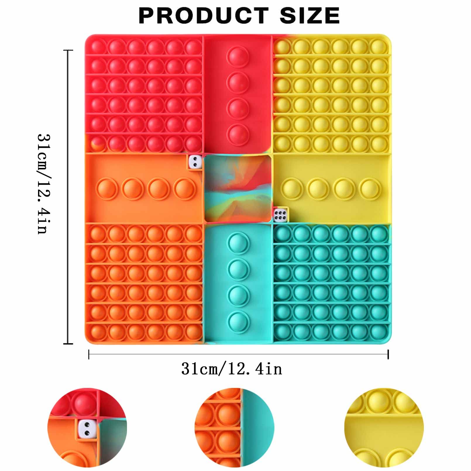 Jumbo Push Pop Fidget Toy - 4 Player Battle Game, Large Rainbow Bubble Sensory Toy for Stress Relief & Fun - Perfect for Parent-Child Bonding, Friends Playtime, Classroom Activities & Office Breaks