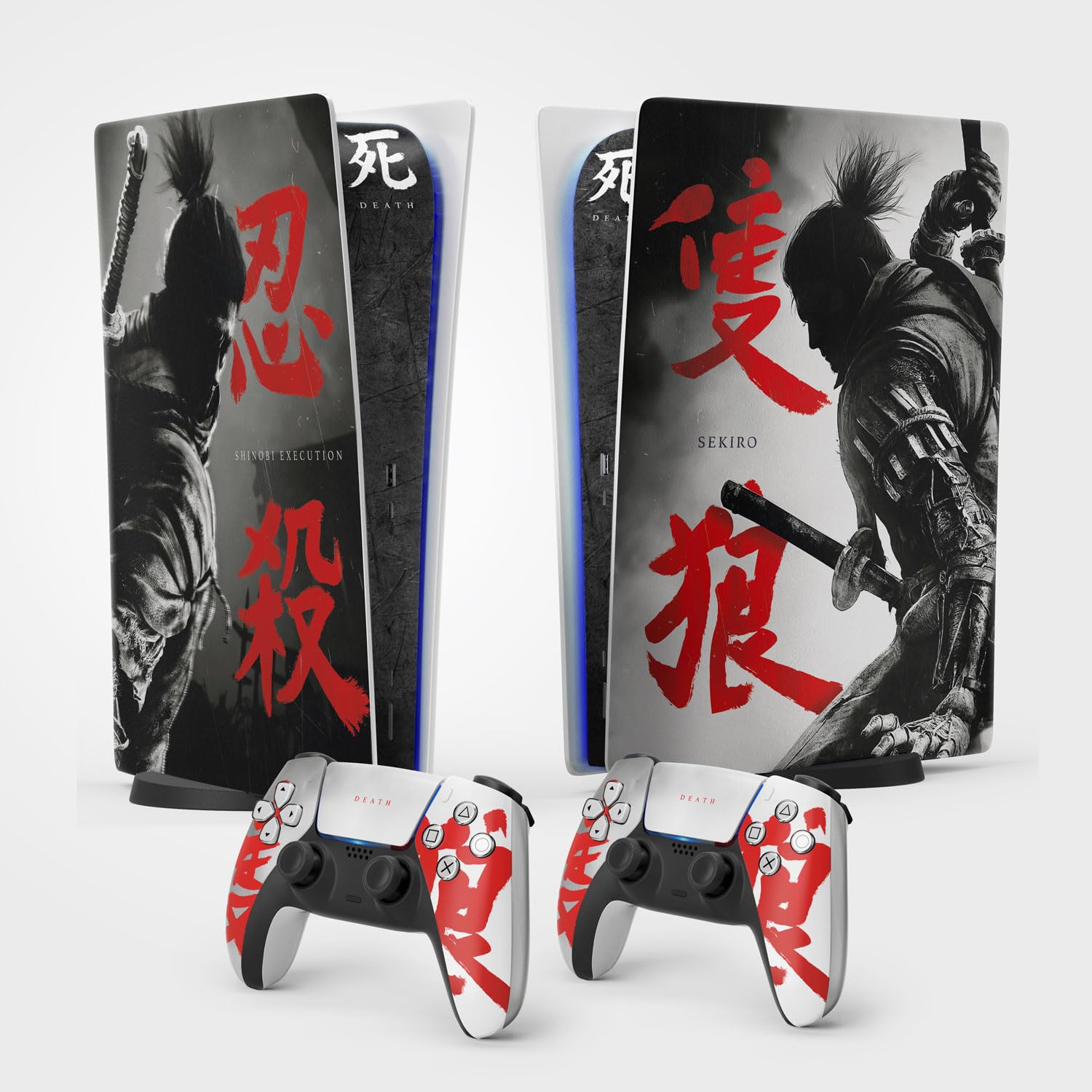 PS5 Samurai Sticker Skin for Gaming Console & Controller - Standard Digital Edition Shinobi Design (2 Controllers) - Perfect for PS5 Customization & Gaming Setup