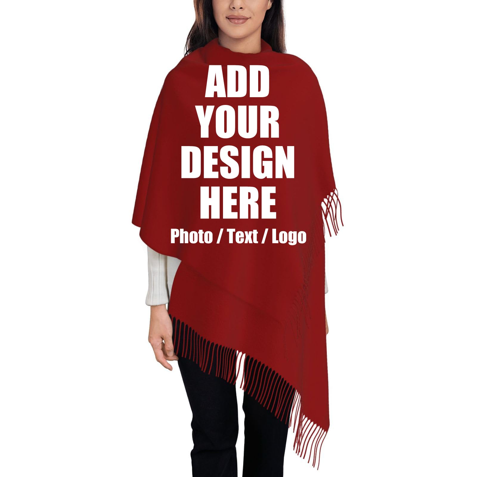Custom Photo Scarf for Women - Personalized with Text & Logo - Soft Winter Scarves - Unique Christmas & Birthday Gifts - Perfect for Holiday Presents, Family Keepsakes & Fashion Accessories