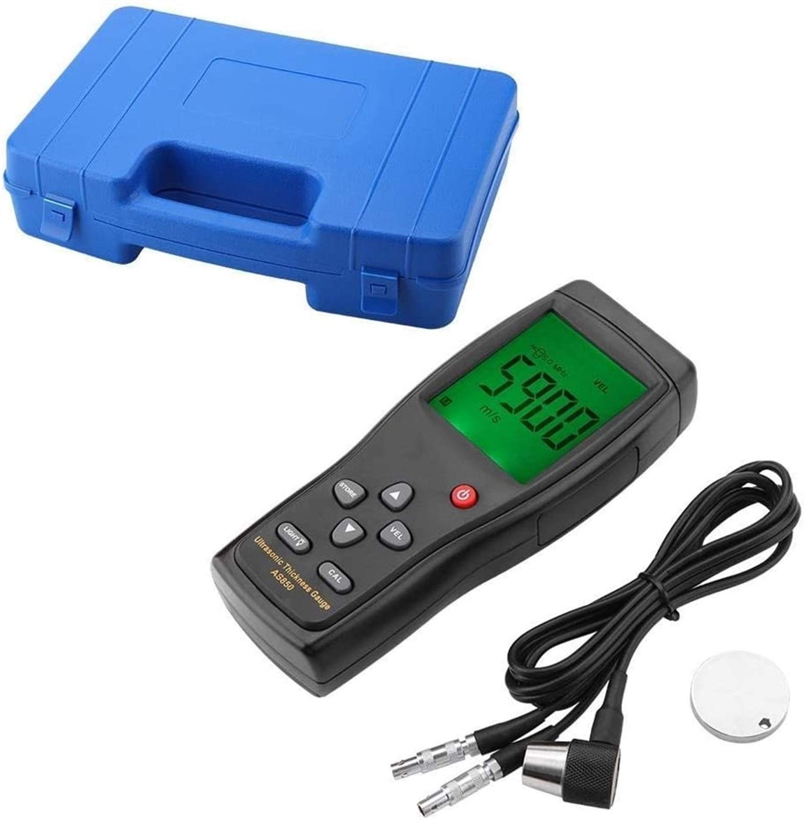 Digital Ultrasonic Thickness Gauge - Precise Metal & Plastic Thickness Tester with Sound Velocity Measurement | Ideal for Industrial Quality Control, Automotive Repair & Construction Material Inspection