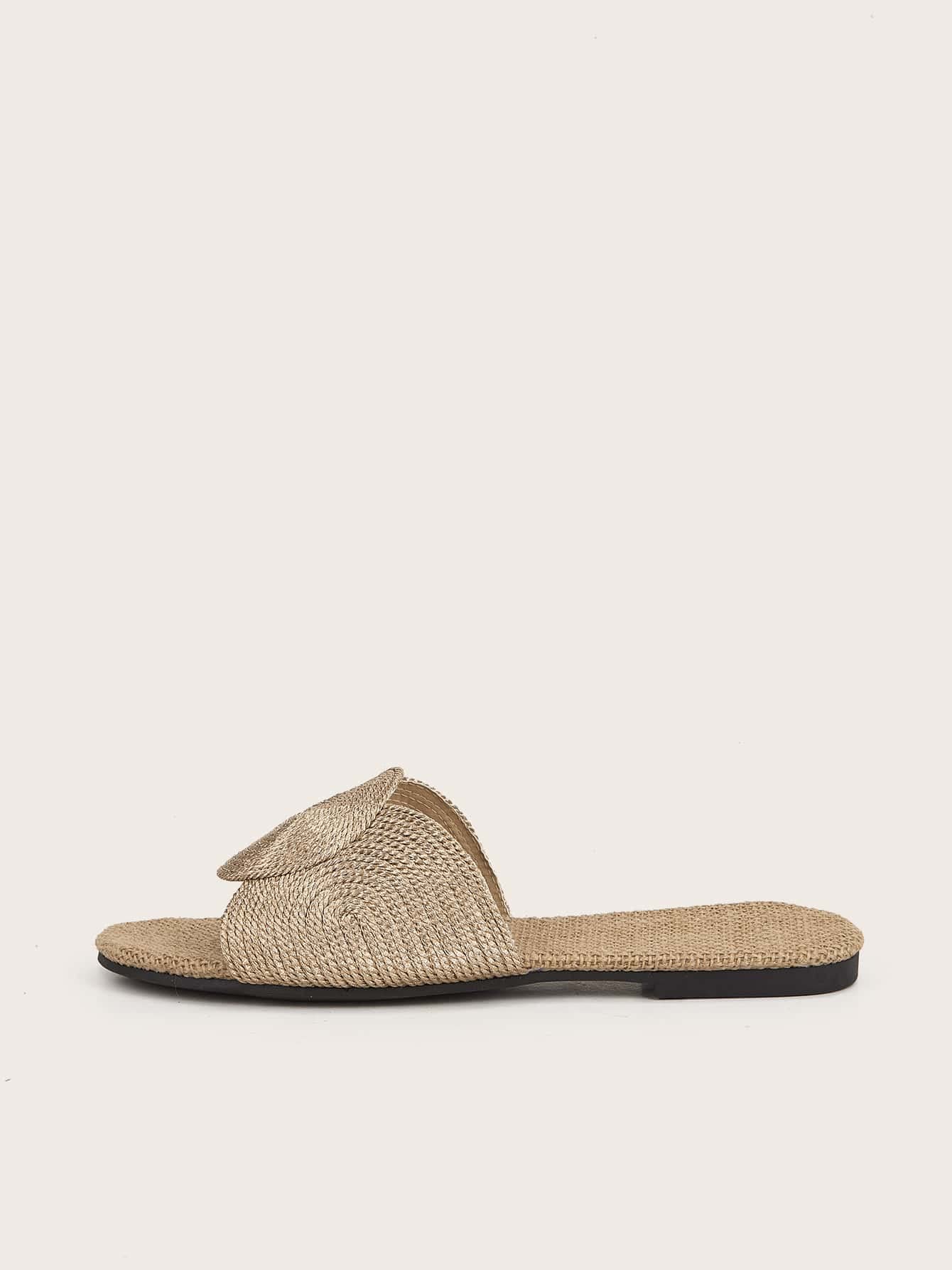 OYOANGLE Women's Boho Beach Sandals - Round Decor Open Toe Flat Slides for Casual Summer Wear | Comfortable Outdoor Shoes for Walking, Vacation & Beach Trips