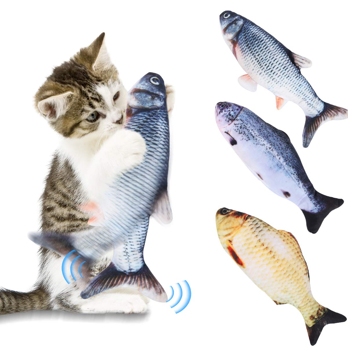 Felenny Realistic Electric Fish Cat Toy - Interactive Plush Crucian Carp with Wagging Tail for Kittens & Adult Cats | Fun Playtime & Exercise for Indoor Pets