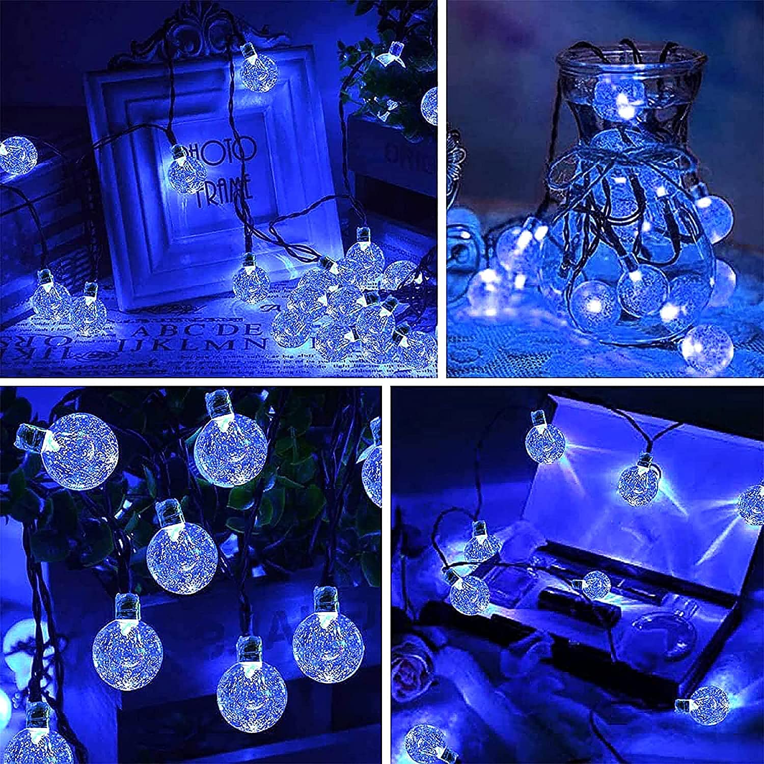 Halloween Solar Lights Outdoor Waterproof - 50 LED String Lights With 8 Lighting Modes, 7M/24 Ft for Tree, Garden, Patio, Party, Festival (Blue) | Perfect for Halloween Decorations, Backyard Lighting, and Holiday Celebrations