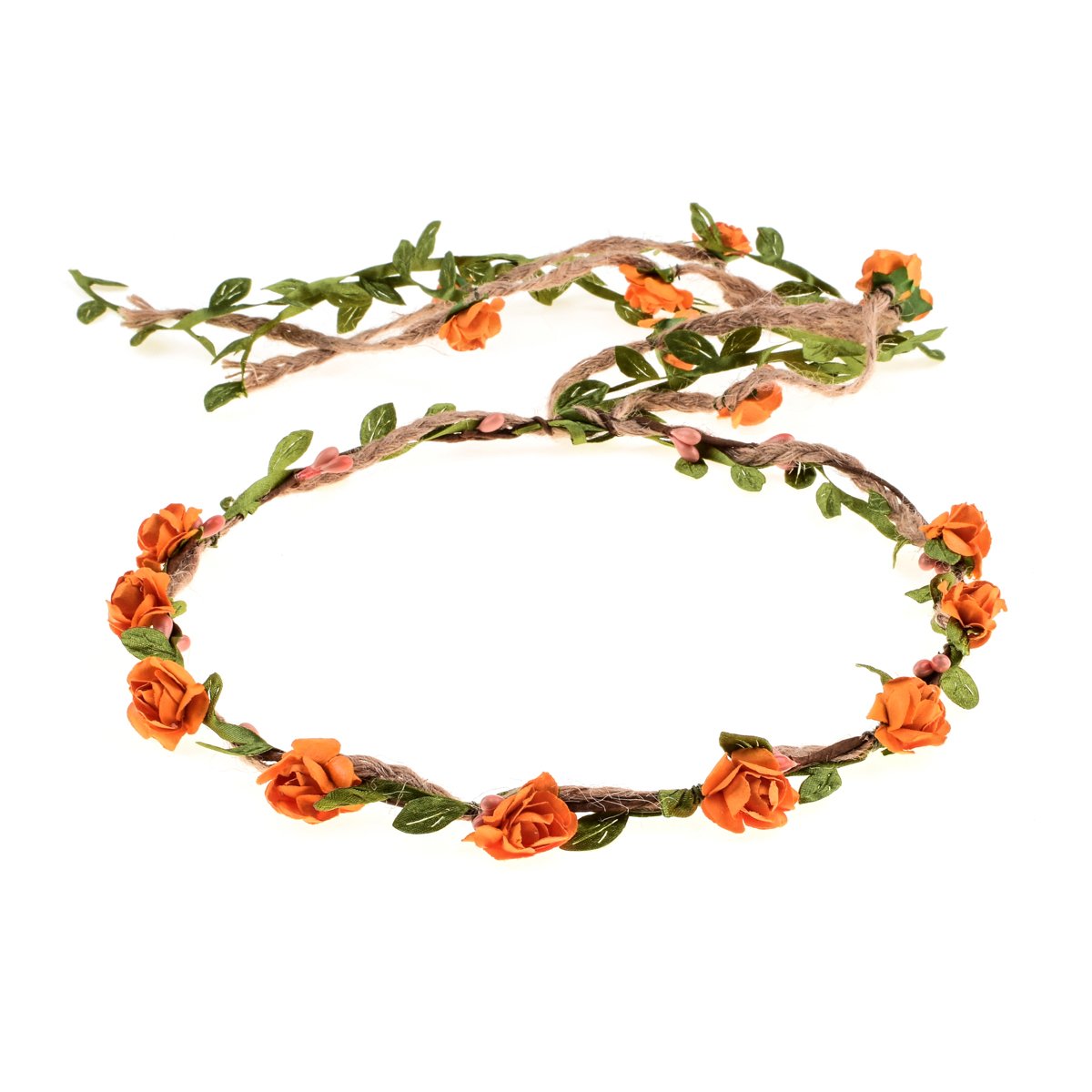 DDazzling Orange Flower Crown Floral Wreath Headband - Boho Wedding Hair Accessory, Festival Photo Prop, Spring Party Decor, Bridal Shower Gift