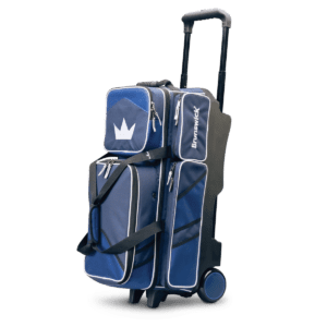 Brunswick Quest 3 Ball Triple Roller Black Bowling Bag for Men & Women - Durable Bowling Ball Carrier with Wheels for League Play & Tournament Travel