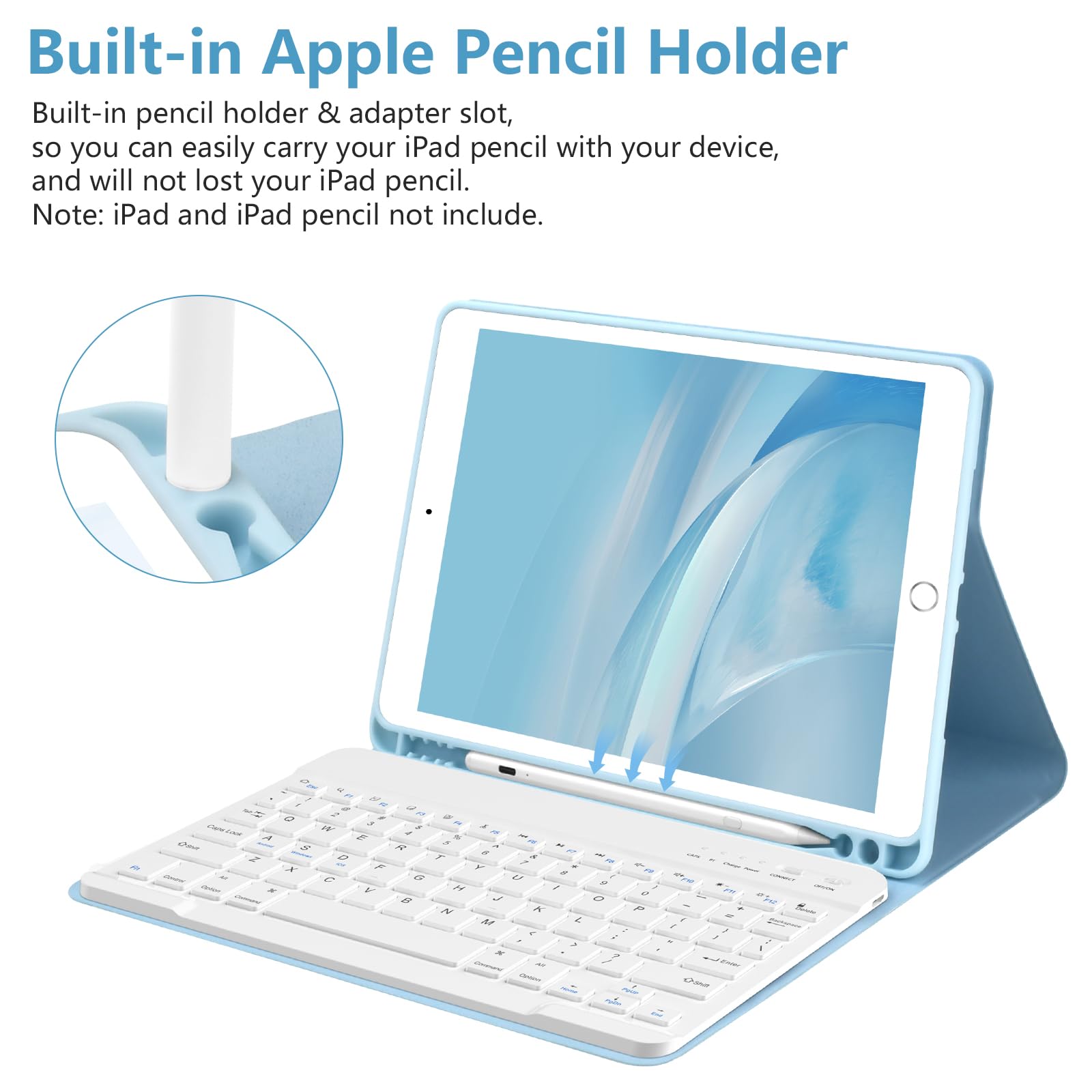 Premium Bluetooth Keyboard Case for iPad 9th/8th/7th Gen, iPad Air 3 & iPad Pro 10.5