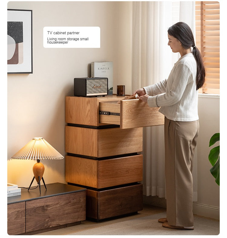 Premium Black Walnut, Cherry & Oak Solid Wood Nightstand with Customizable Storage | Modern Bedside Table for Bedroom, Living Room & Office