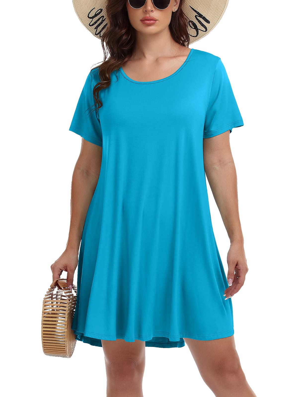 BELAROI Women's Summer Casual T-Shirt Dress - Short Sleeve Swing Tunic Dress for Beach, Vacation & Everyday Wear | Flowy Comfort Outfit