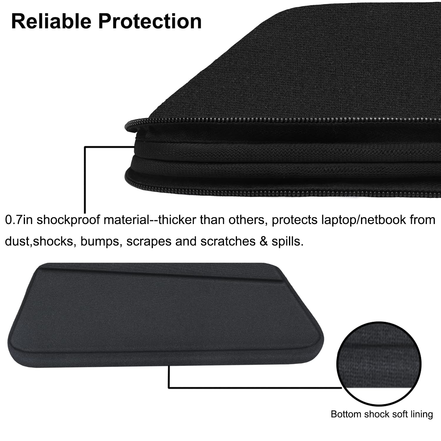 14 Inch Laptop Sleeve for MacBook Air/Pro - Durable Protective Case with Front Pocket | Slim Computer Carrying Bag & Briefcase | Perfect for Work, Travel & School (Black)