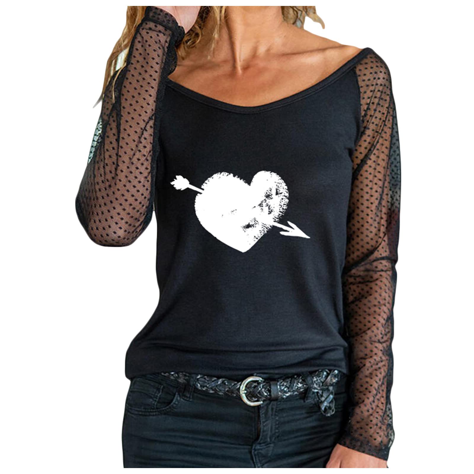 Women's Fashion Tank Tops & Printed Long Sleeve Shirts - Elegant Lace Pullover Sweatshirts for Casual Wear | Perfect for Office, Dating & Weekend Outings