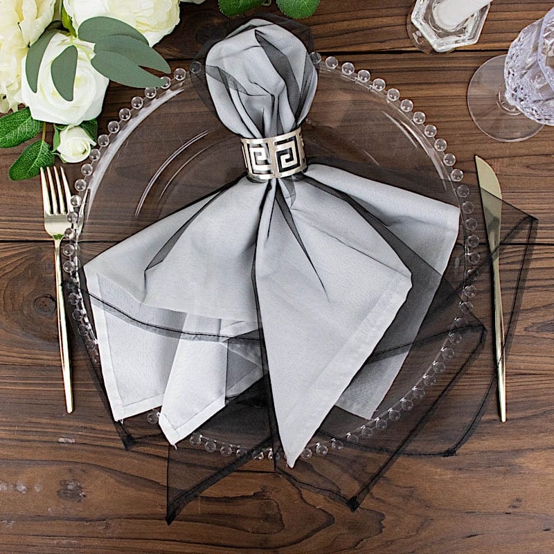 10 Pack 23x23 Inch Sheer Organza Decorative Table Napkins for Wedding, Party & Formal Dining - Elegant Dinner Napkins for Special Occasions