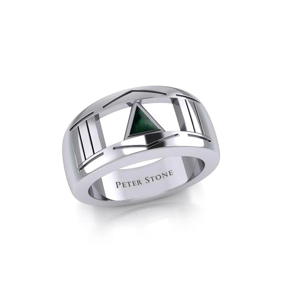 Sterling Silver Modern Ring with Inlaid Recovery Symbol - Elegant Jewelry for Women, Gift for Sobriety & Healing - Perfect for 12-Step Meetings, Anniversaries & Special Occasions