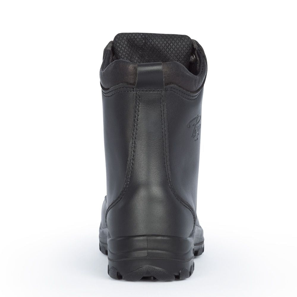 P&F S552 Women's 8 Steel Toe Leather Work Boots - Black Safety Shoes for Construction, Warehouse & Outdoor Work