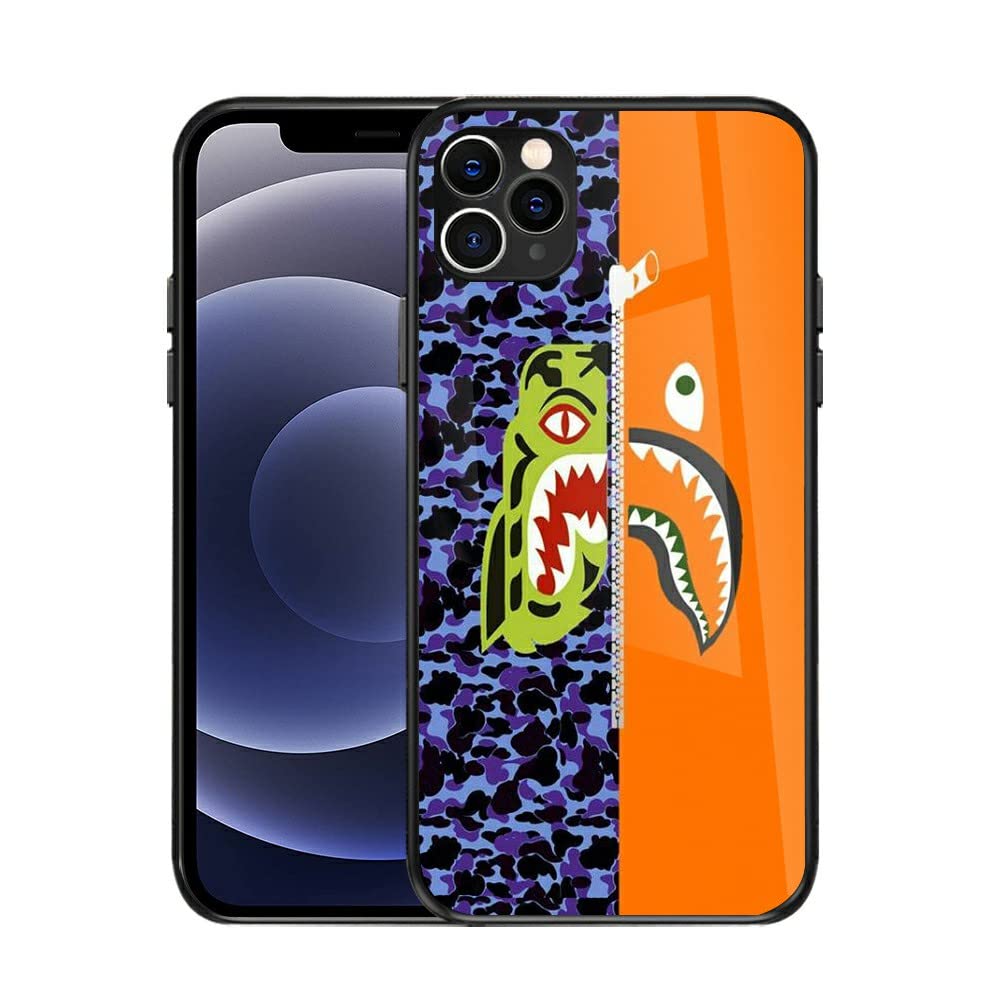 Shark Pattern iPhone 11 Case (6.1 inch) - Fashionable Blue & Red Zipper Design, Hard PC Back with Soft TPU Bumper for Women & Men - Perfect for Daily Use, Work, and Travel Protection