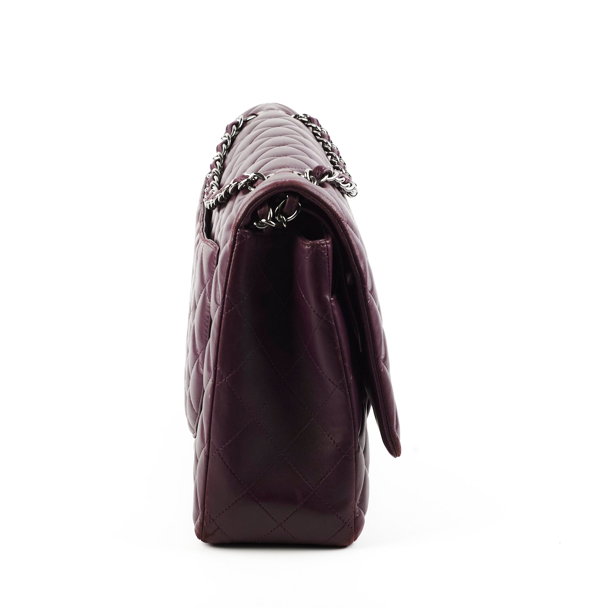 Authentic Chanel Maxi Lambskin Jumbo Flap Bag in Dark Purple - Luxury Designer Handbag for Women, Perfect for Evening Events & Special Occasions