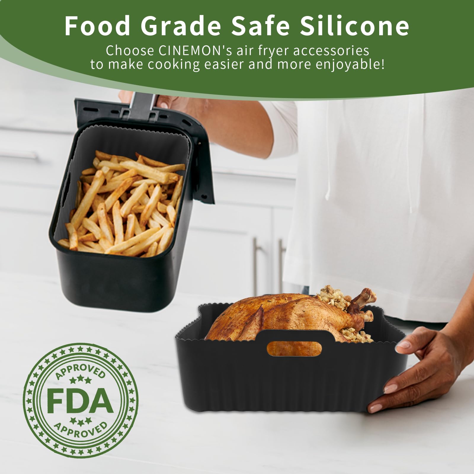 Ninja Air Fryer Accessory Kit - BPA Free, Dishwasher Safe Accessories Set for Ninja AF400EU & AF300EU - Perfect for Healthy Cooking, Meal Prep & Family Dinners (Black)