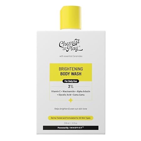 Brightening Body Wash with Vitamin C & Alpha Arbutin - Glowing Skin Bodywash for Women & Men - Reduces Dark Spots & Evens Skin Tone - Infused with 30X Vitamin C & Camu Camu - 236ml - Perfect for Daily Shower & Skincare Routine