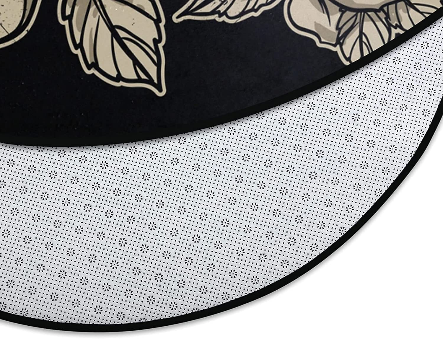 Keepcute 6ft Round Skull Rose Flower Area Rug - Non-Slip Washable Black Round Carpet for Kitchen, Bedroom, Living Room | 6' x 6' Gothic Decor Floor Mat Perfect for Halloween, Dorm Room & Boho Style Home Decor