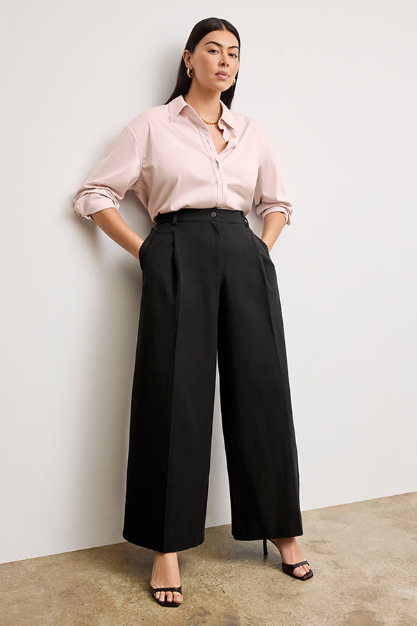 Harrison Wide Pleated Jeans for Women - High Waist Stretch Denim Pants - Comfortable & Stylish Black Jeans for Casual Wear, Work, and Everyday Outfits
