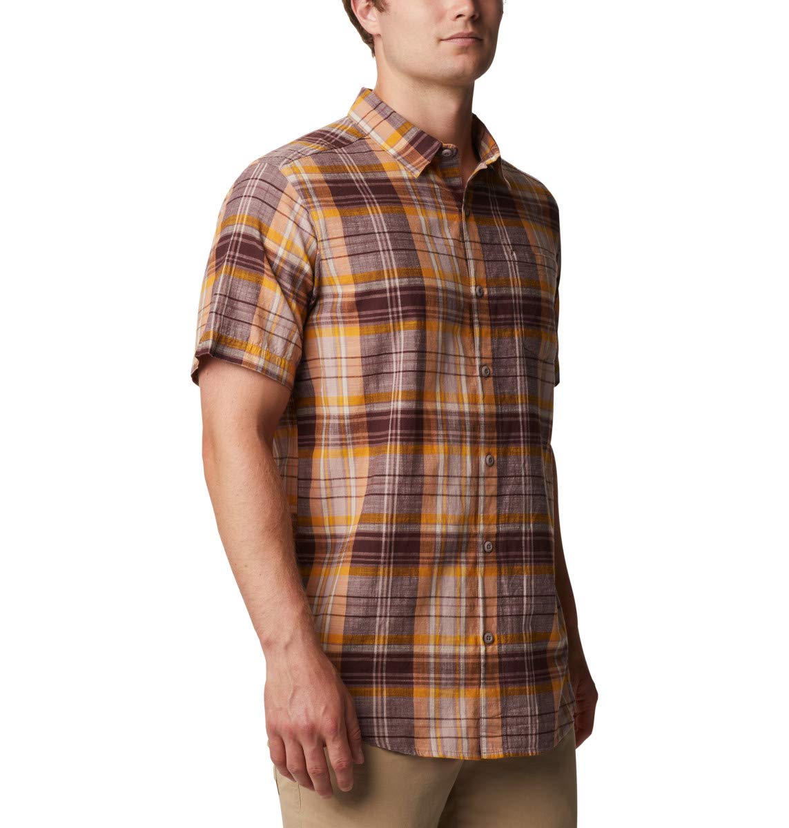 Columbia Men's Under Exposure Yarn-Dye Short Sleeve Shirt - Lightweight Quick-Dry Hiking & Travel Button-Up Shirt for Outdoor Adventures
