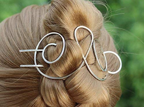 Silver Hair Barrette & Shawl Pin - Elegant Metal Hair Clips for Thick Hair, Hair Bun Holder, Women's Hair Jewelry Gift for Weddings, Parties & Everyday Wear