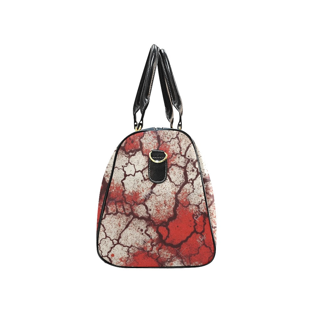 Premium Cracked Red and White Stone Pattern Large Travel Bag - Durable Carry-On Luggage for Business Trips, Vacations & Weekend Getaways