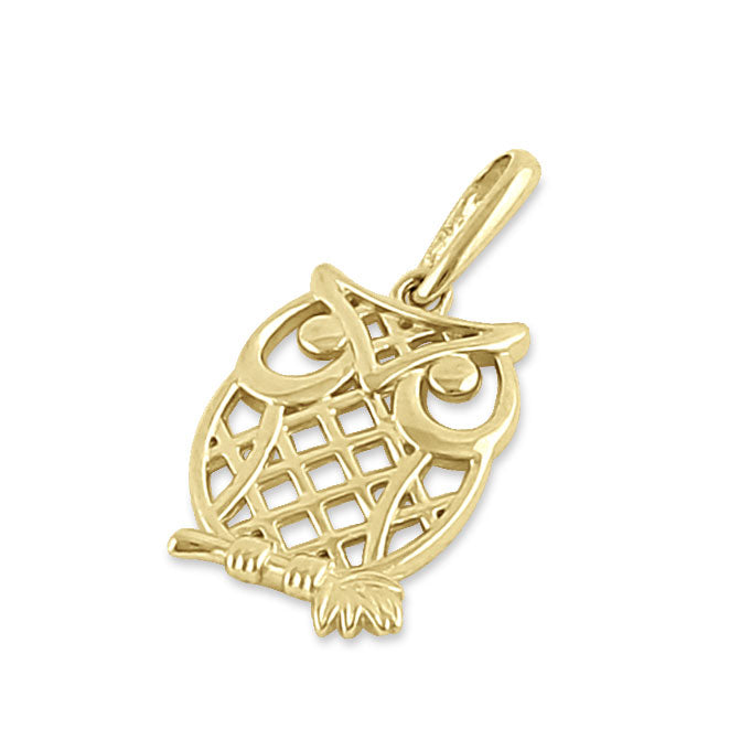 14K Solid Yellow Gold Trendy Owl Pendant Necklace - Elegant Jewelry Gift for Women, Perfect for Birthday, Anniversary & Everyday Wear