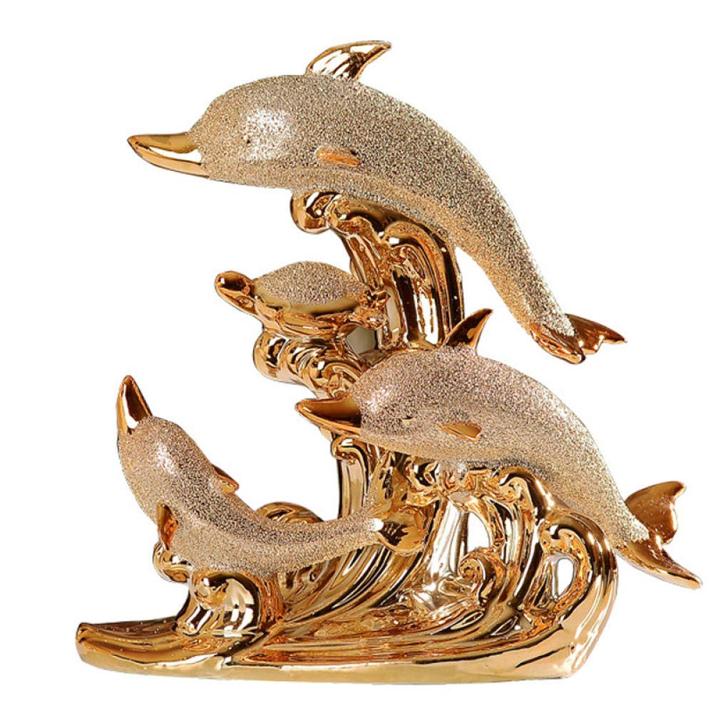 DSZXHN Ceramic Dolphin Statue - Modern Cute Animal Sculpture for Home Decor, Desktop Shelf Crafts, Office & Living Room Décor | Perfect Gift for Dolphin Lovers & Beach Theme Interior Design