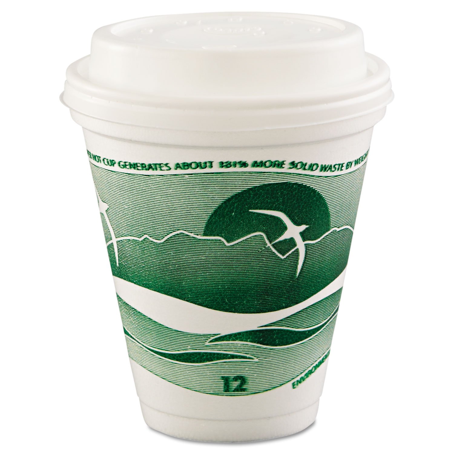 Horizon 12oz Hot & Cold Foam Drinking Cups - Green & White (25 Cups/Bag, 40 Bags/Carton) - Perfect for Coffee, Tea, Bubble Tea, and Party Beverages