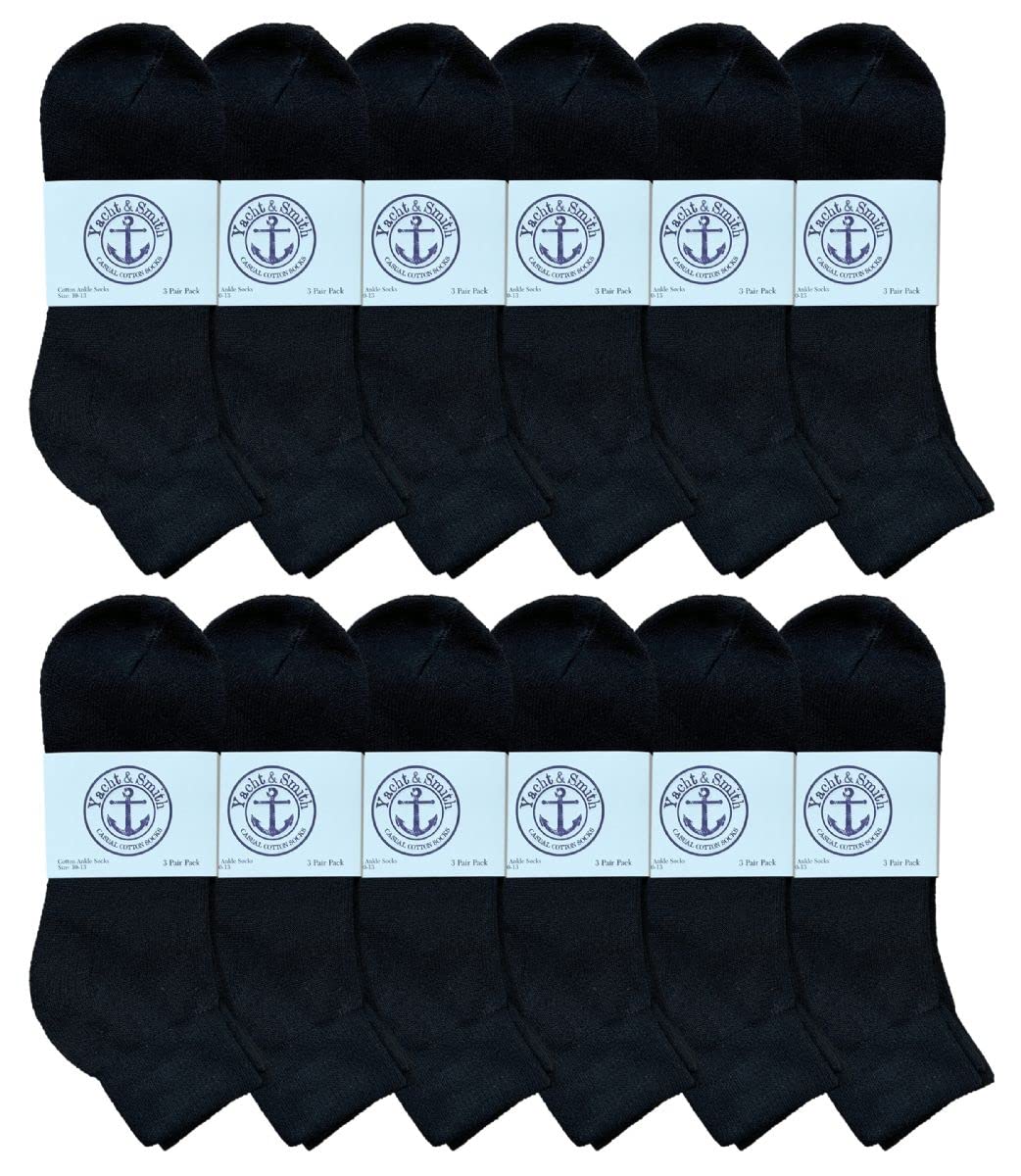 **Bulk Pack of 12 Pairs Men's Black Quarter Ankle Athletic Socks - Size 10-13 - Breathable & Cushioned for Running, Gym & Everyday Wear**    **使用场景:** Perfect for running, workouts, casual wear, and sports activities - ideal for athletes, gym-goers, and daily comfort.