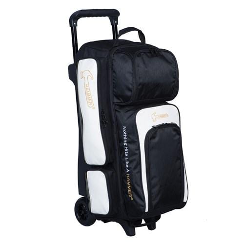 Hammer Vibe Triple Roller Bowling Bag - Black & White for Professional & Casual Bowling | Perfect for League Play & Practice Sessions