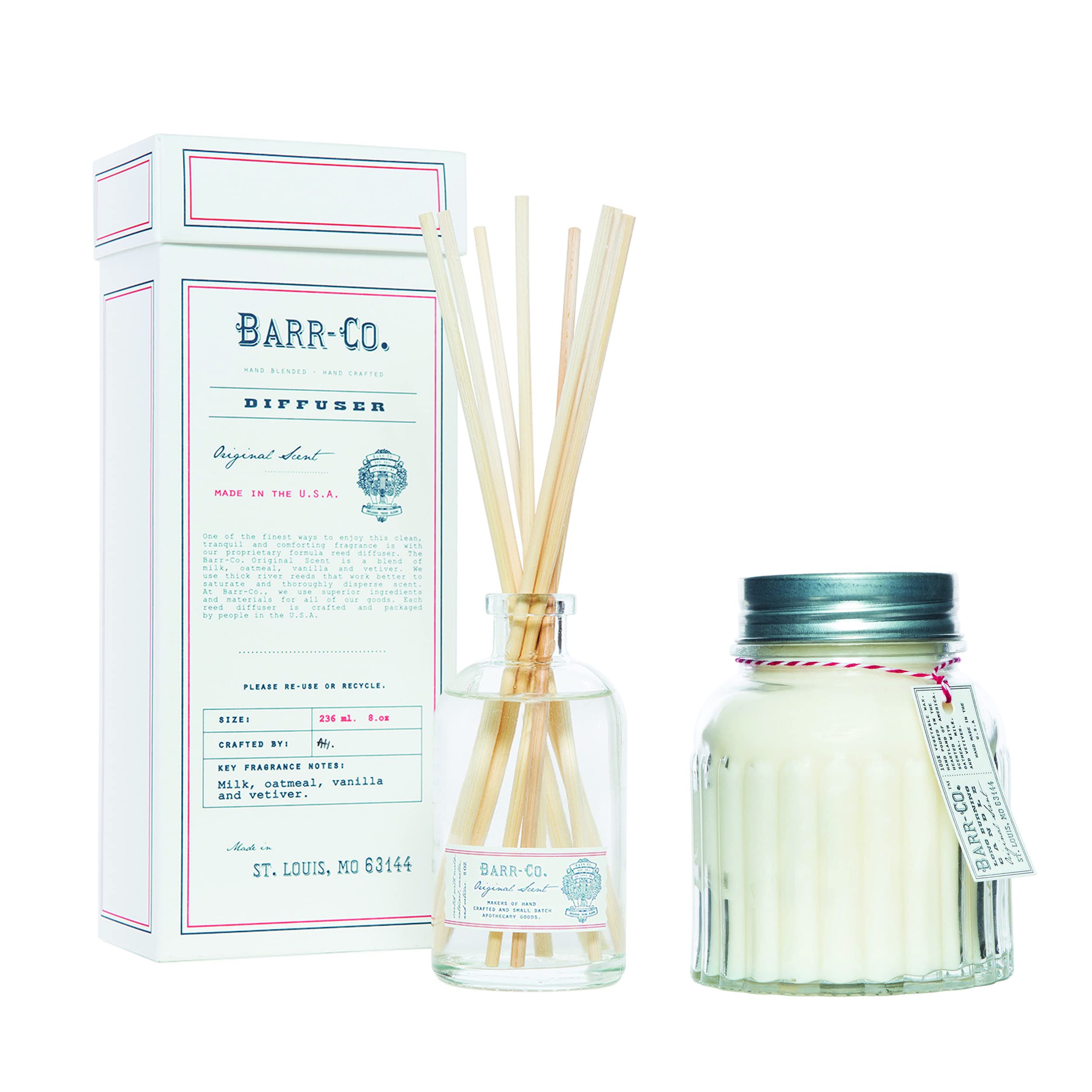 Apothecary Jar Candle with 8oz Diffuser Kit - Original Scent Home Fragrance Set for Relaxation, Aromatherapy & Cozy Home Decor