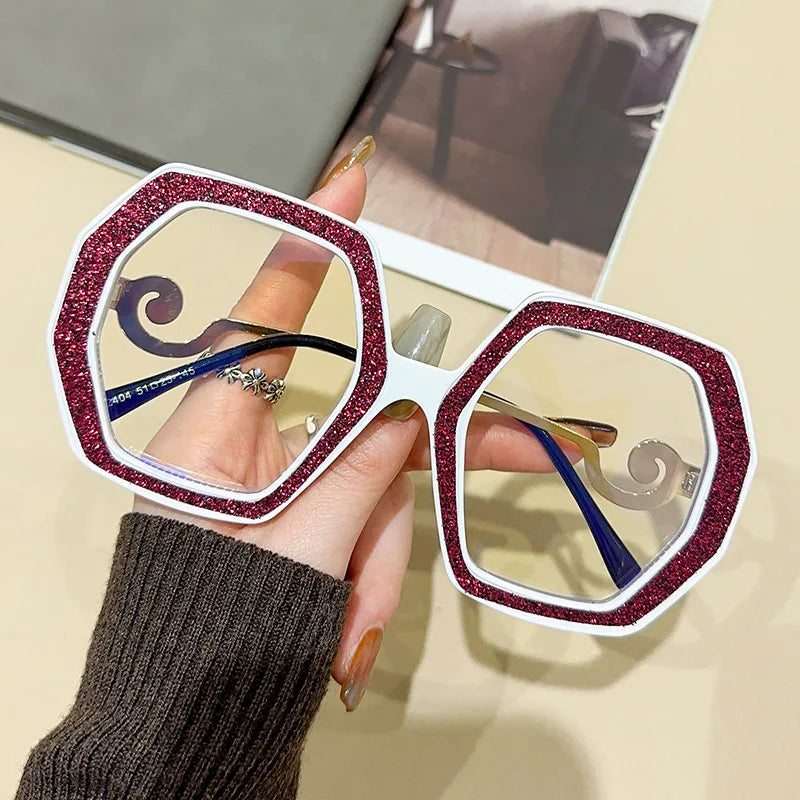 CCspace Women's Full Rim Polygon Plastic Eyeglasses Frame 57423 - Trendy Geometric Glasses for Work, Reading & Fashion Accessories