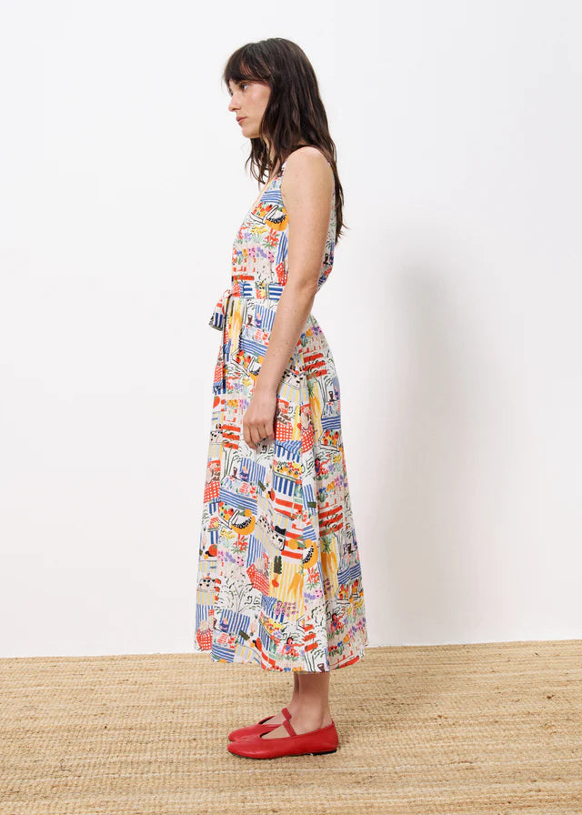 Achouak Women's Floral Print Summer Dress - White & Multicolored | Casual Boho Maxi Dress for Beach, Vacation & Party Wear