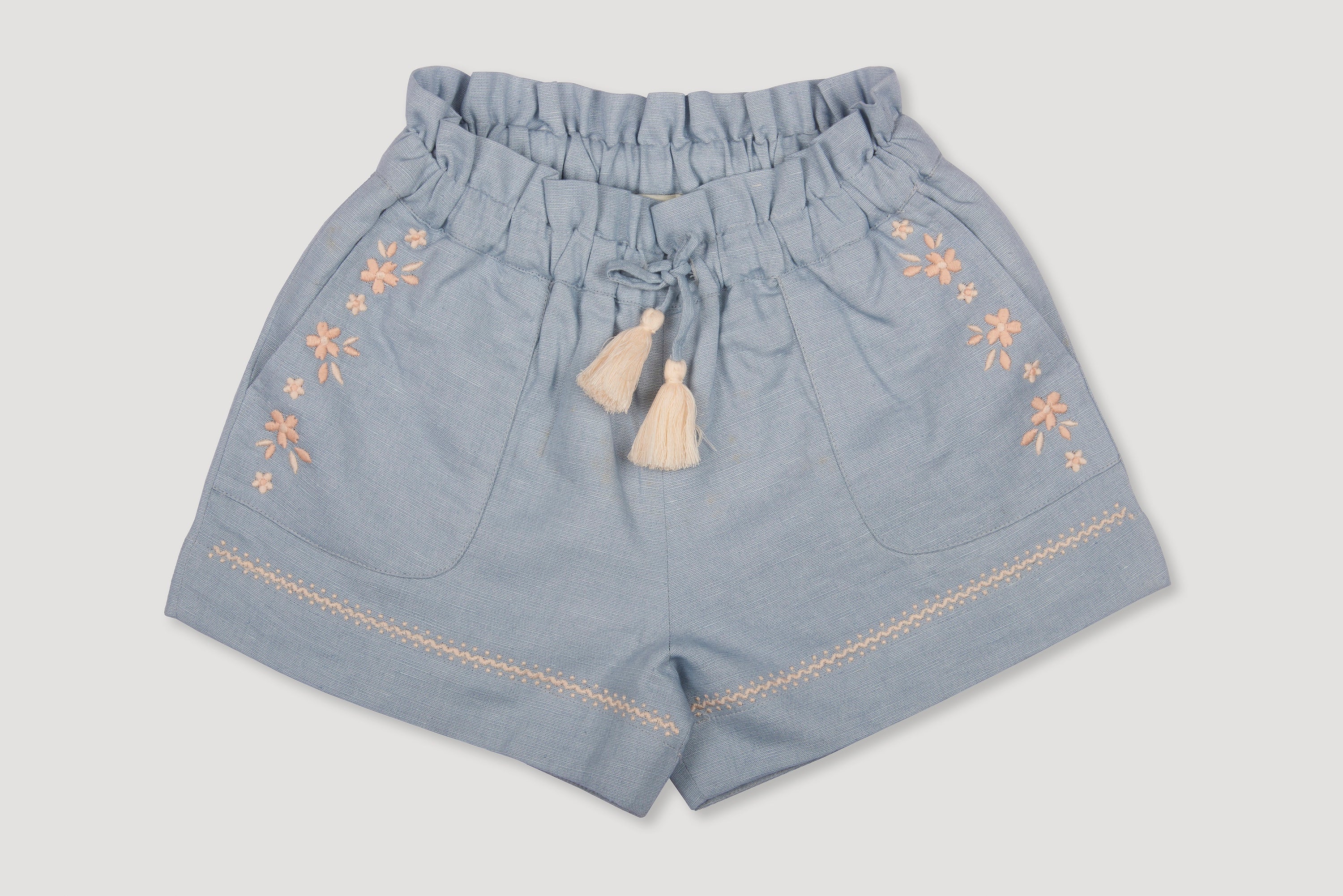 Roman Embroidered Shorts for Women - Stylish Ocean Blue Summer Shorts | Perfect for Beach, Vacation & Casual Wear