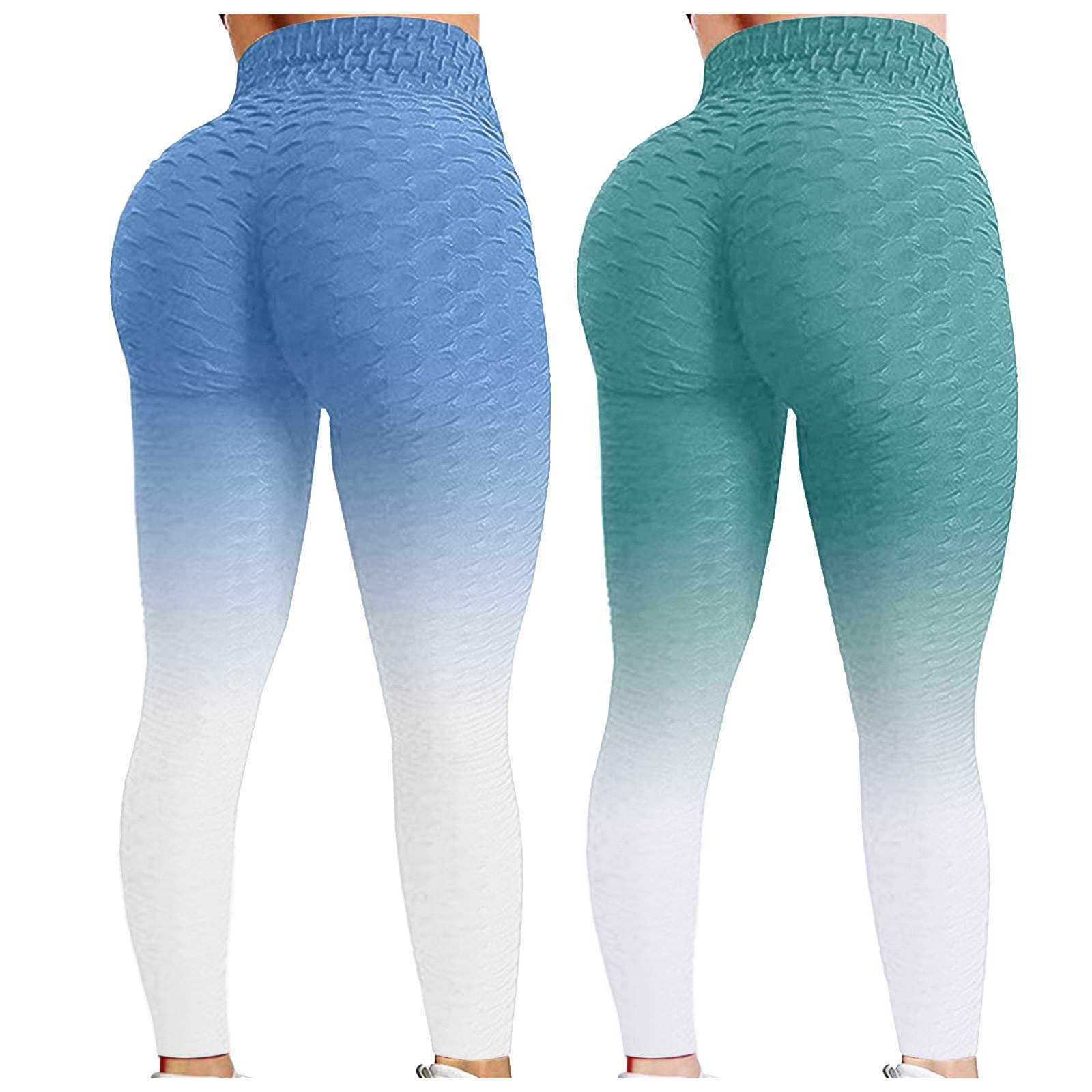 FAMOORE Women's Butt Lift Yoga Pants - High Waist Capri Leggings for Fitness, Running & Workout | 2-Pack Bubble Hip Lifting Exercise Pants | Perfect for Yoga, Gym & Active Lifestyle