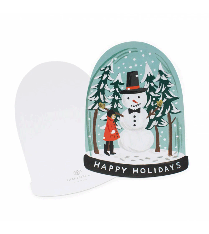 Rifle Paper Co. Happy Holidays Snowglobe Greeting Card - Perfect for Christmas, New Year & Winter Celebrations
