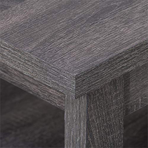 CorLiving Hollywood Dark Gray Engineered Wood Grain Coffee Table with Hidden Drawers - Modern Living Room Furniture for Small Spaces, Home Decor Centerpiece