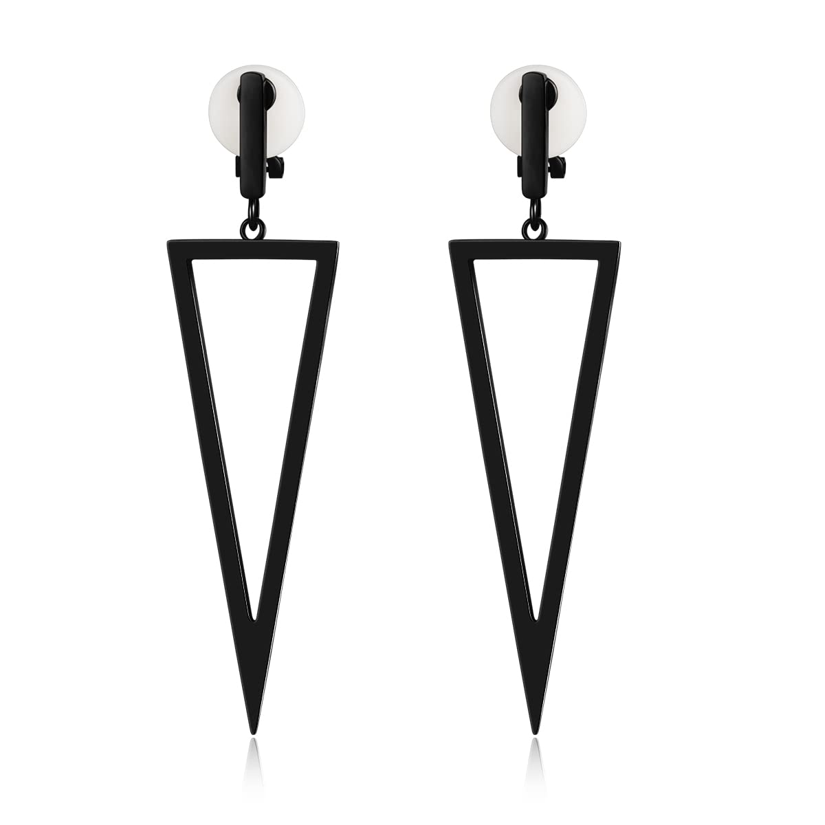 Stylish Metal Geometric Clip-On Drop Earrings for Women - Gold, Black & Silver Non-Piercing Dangle Earrings (Rectangle, Triangle, Bar, Circle, Waterdrop, Ellipse) - Perfect for Parties, Weddings & Everyday Wear
