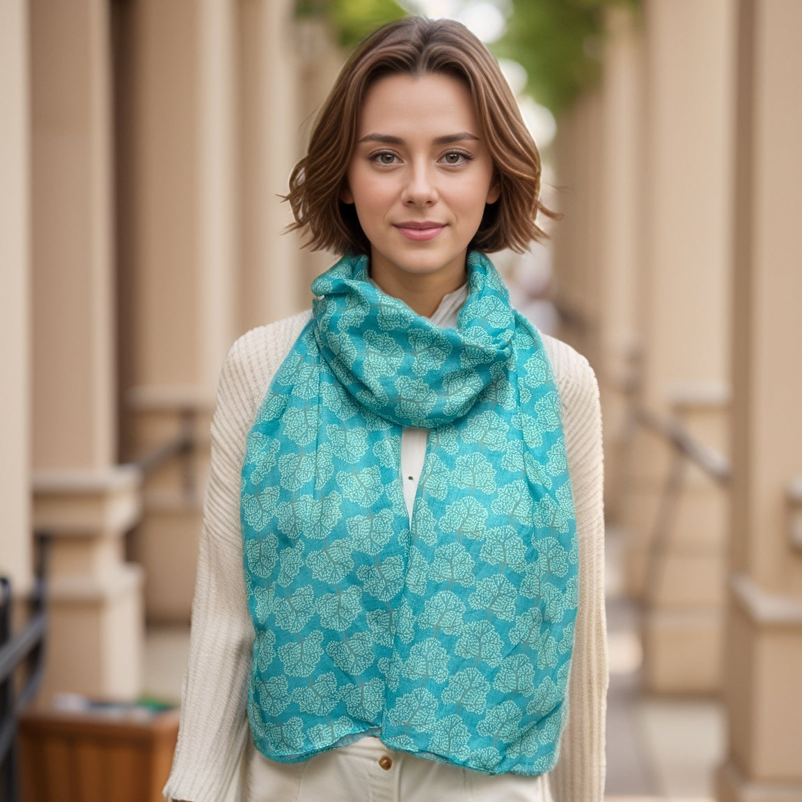 Exclusive Green Tree of Life Scarf (50x180cm) - Soft Fashion Accessory for Women, Winter Warm Shawl, Perfect for Holiday Gifts, Parties & Outdoor Activities