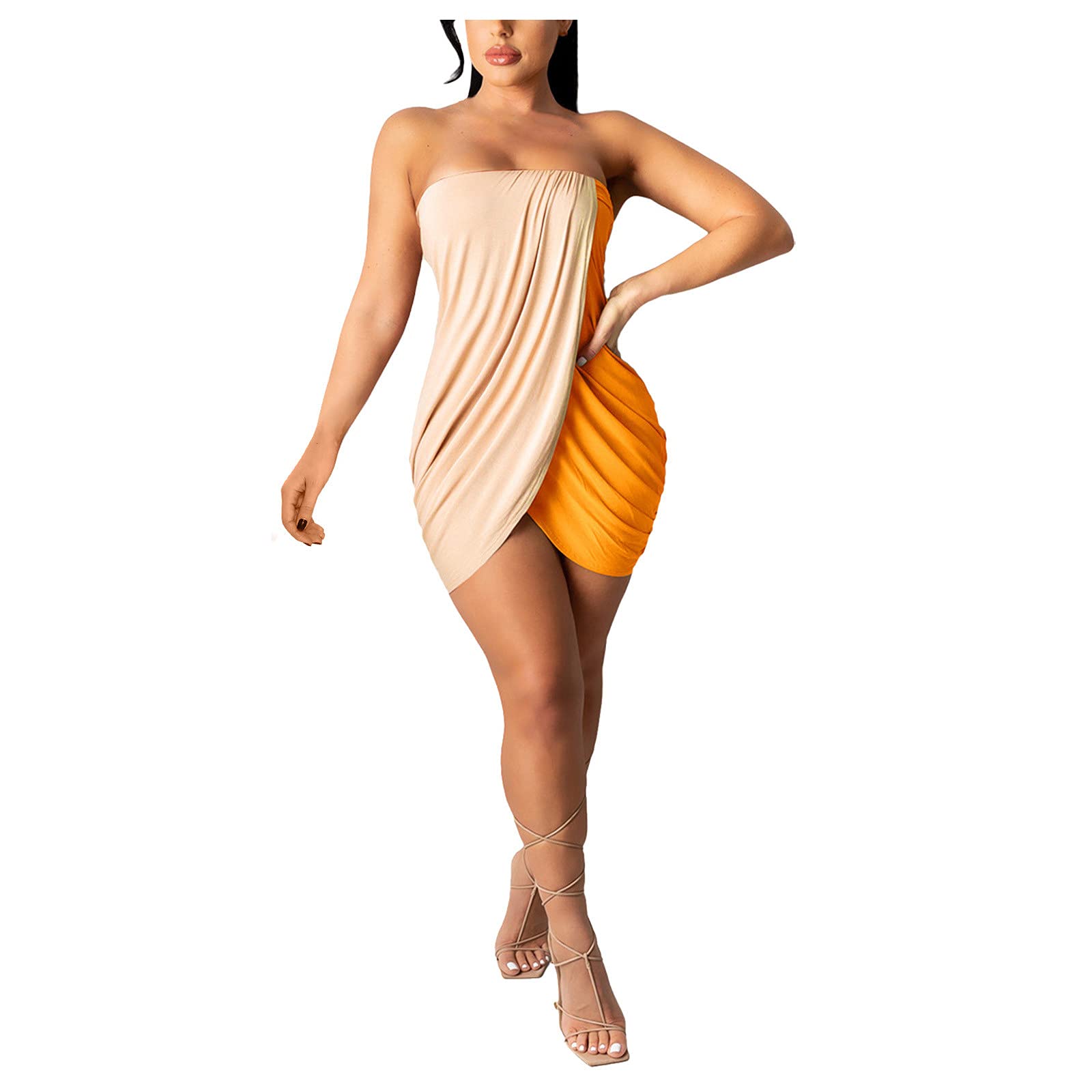 Sexy Wrap V-Neck Summer Dress for Women 2022 - Flowy Wave Stitching Fold Design - Perfect for Beach Vacations, Date Nights & Casual Outings