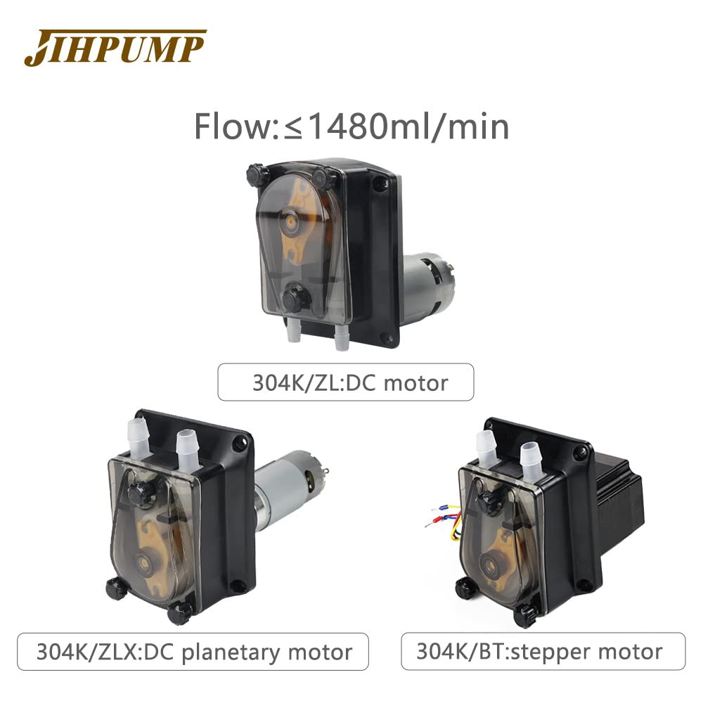 304K Peristaltic Pump 1000ml - High Flow Food Grade Liquid Filling Pump with 12V/24V DC Stepper Motor - Ideal for Beverage Dispensing, Coffee Machines, and Industrial Dosing Applications (304K/ZLX-24V-300R-24#-≤975ml/min)