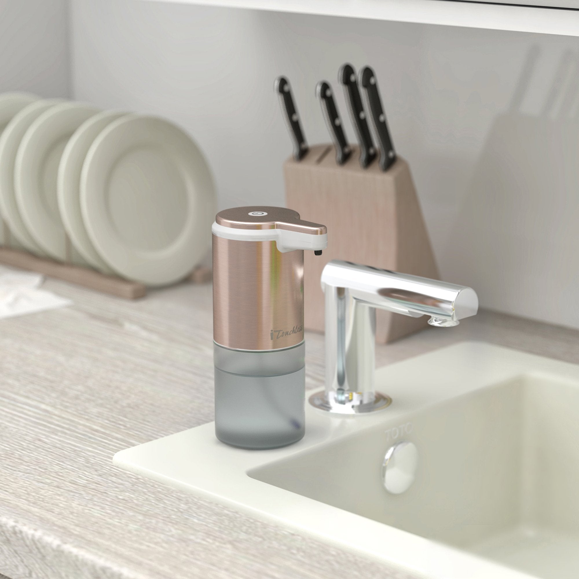 Ultraclean Rose Gold Automatic Sensor Foam Soap Dispenser - Touchless Hand Soap Dispenser for Bathroom, Kitchen & Office - Elegant & Hygienic Liquid Soap Dispenser for Home & Commercial Use